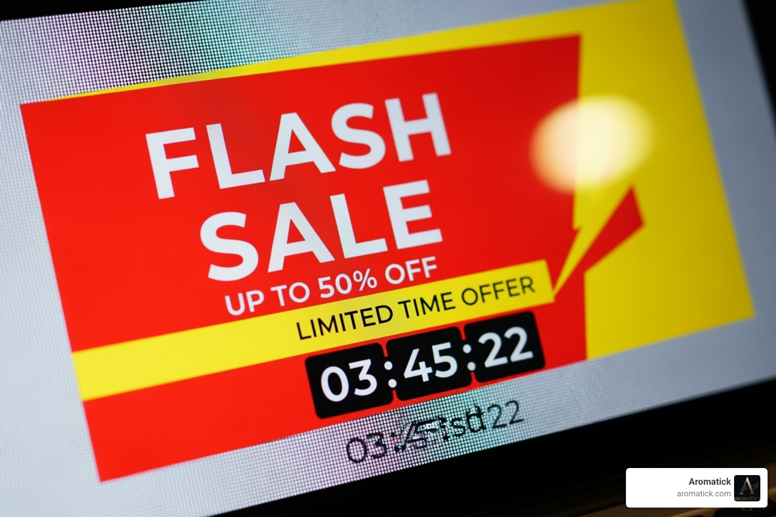 digital screen showing a "Flash Sale" banner - designer fragrance sale digital screen showing a "Flash Sale" banner - designer fragrance sale