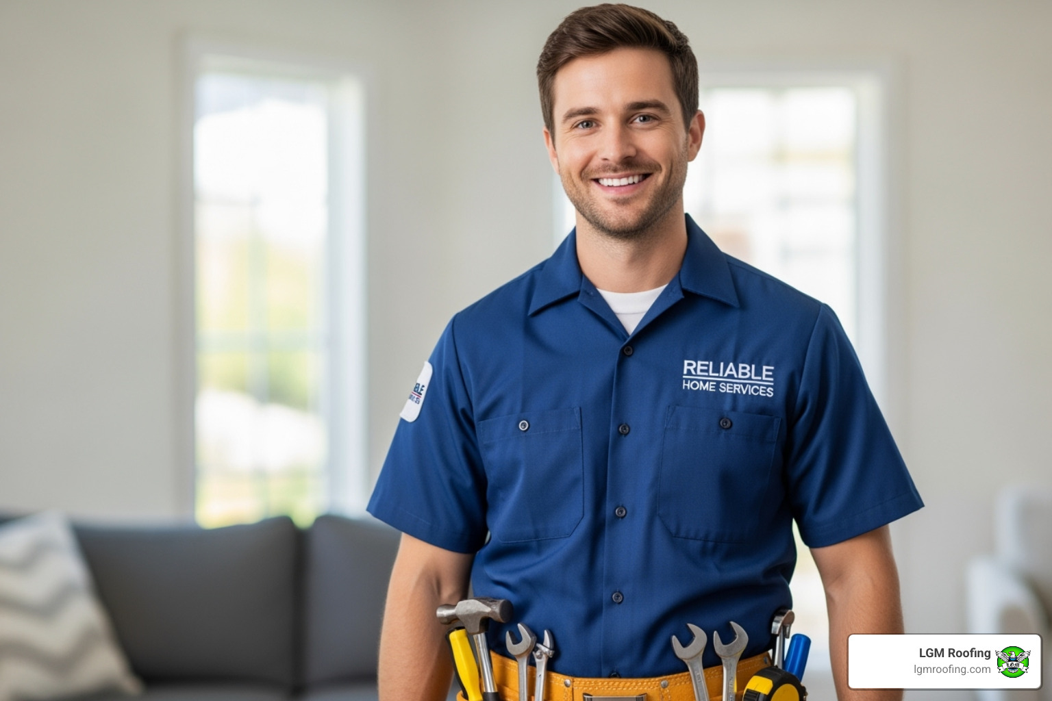 uniformed technician with a tool belt smiling at the camera - door repair in bloomfield nj uniformed technician with a tool belt smiling at the camera - door repair in bloomfield nj