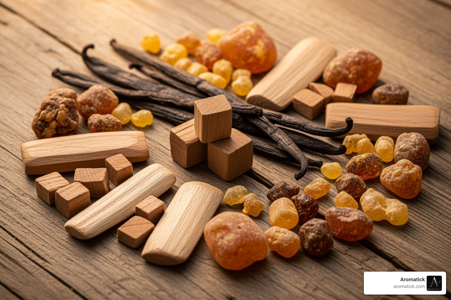 Raw ingredients like sandalwood, vanilla beans, and amber resin - long lasting perfumes Raw ingredients like sandalwood, vanilla beans, and amber resin - long lasting perfumes