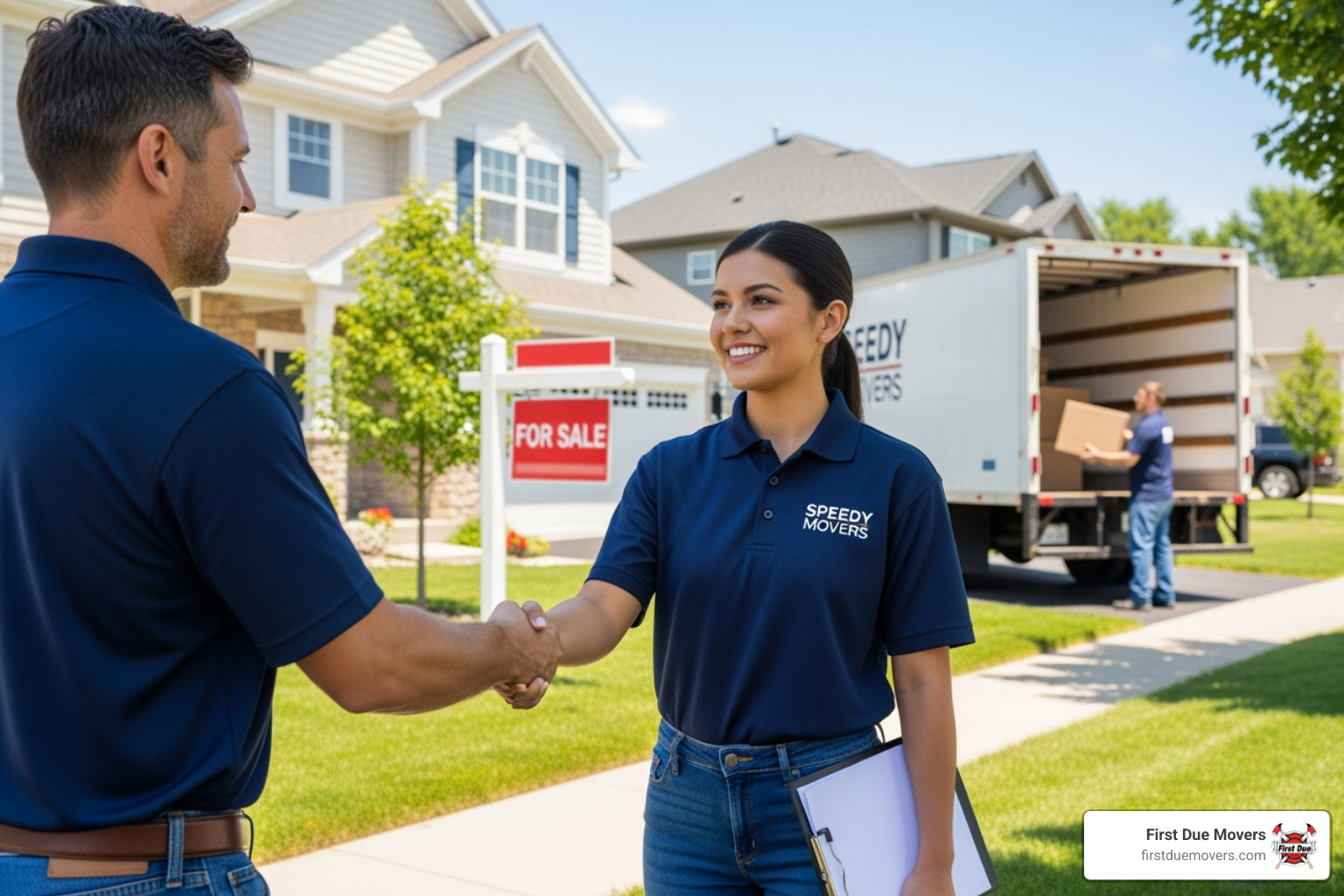 customer shaking hands with a First Due Movers team member - best rated furniture & large item moves in preston wa customer shaking hands with a First Due Movers team member - best rated furniture & large item moves in preston wa