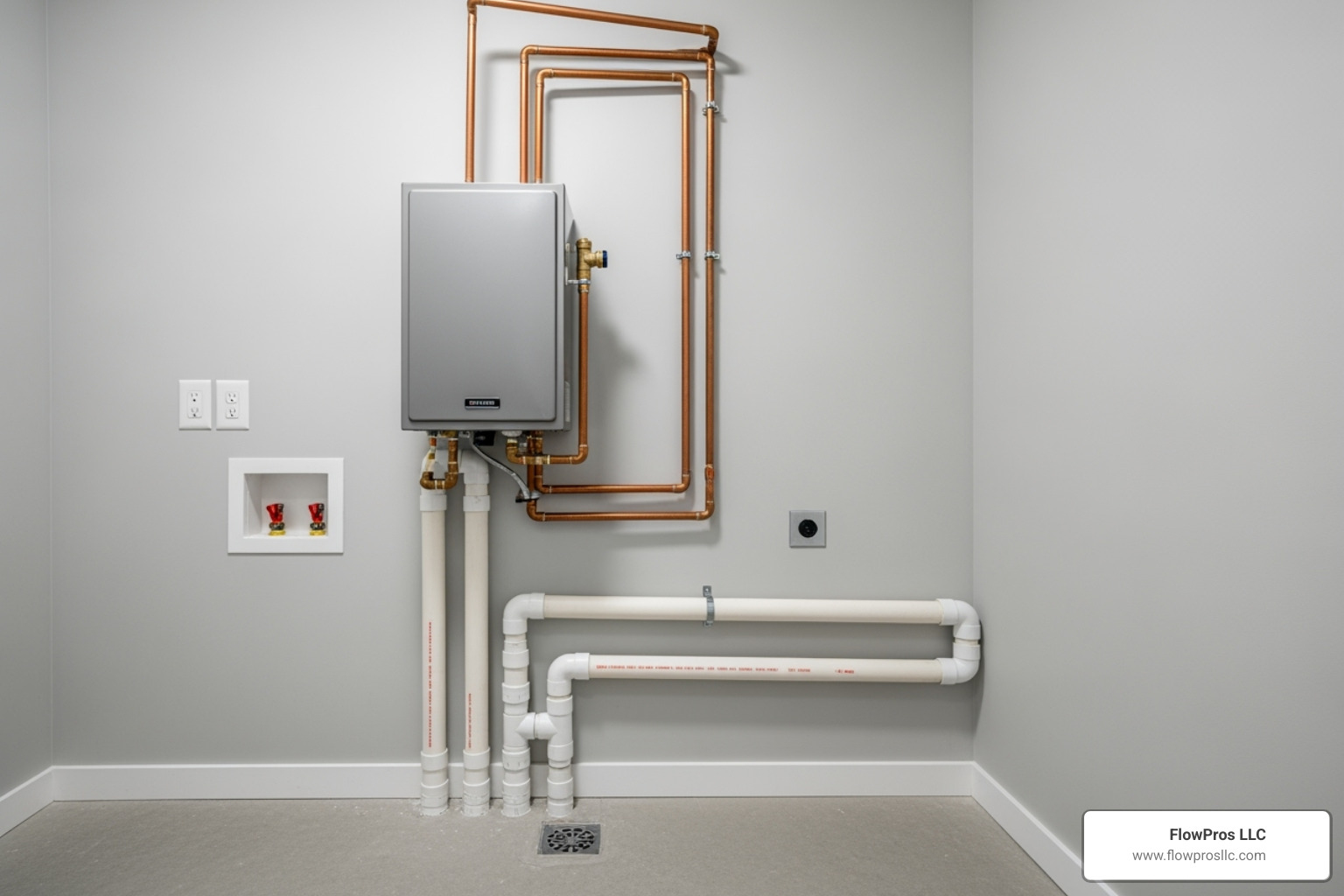 perfectly installed water heater with clean piping - certified residential plumbing services technician in houston, tx