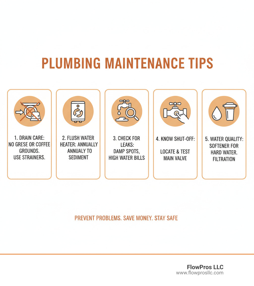 infographic showing plumbing maintenance tips - certified residential plumbing services technician in houston, tx infographic 