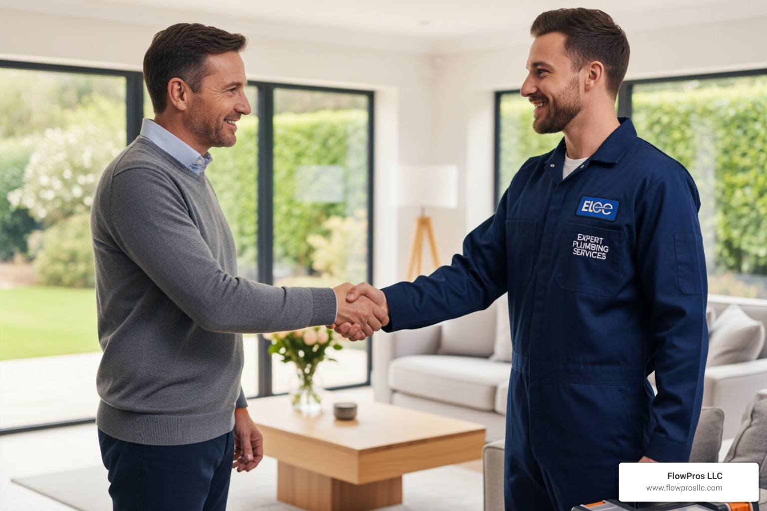 homeowner shaking hands with plumber - certified water heater installation and repair technician in st. petersburg, fl homeowner shaking hands with plumber - certified water heater installation and repair technician in st. petersburg, fl
