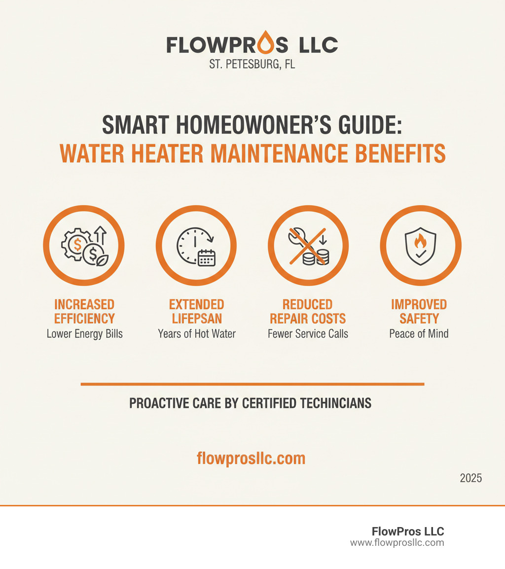 infographic showing benefits of regular water heater maintenance, including increased efficiency, extended lifespan, reduced repair costs, and improved safety - certified water heater installation and repair technician in st. petersburg, fl infographic  infographic showing benefits of regular water heater maintenance, including increased efficiency, extended lifespan, reduced repair costs, and improved safety - certified water heater installation and repair technician in st. petersburg, fl infographic