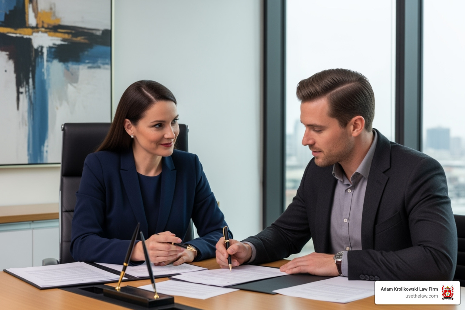 a lawyer meeting with a client in an office setting - car accident lawyer garden grove ca