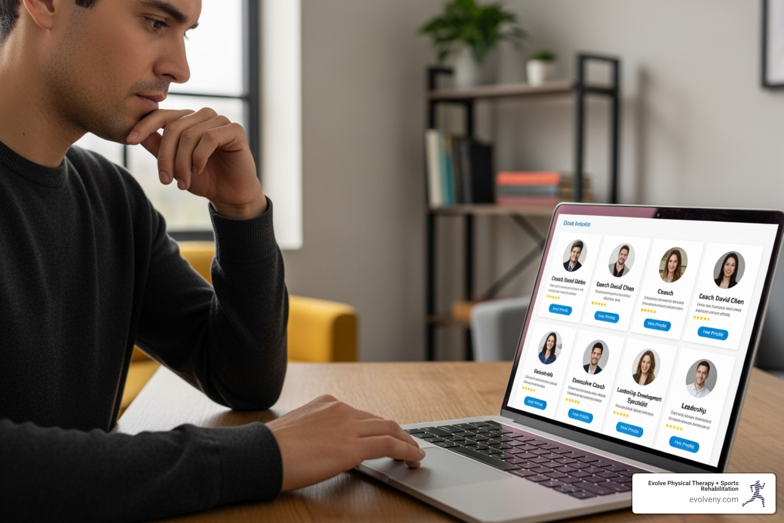 person looking at coach profiles online - performance coach person looking at coach profiles online - performance coach