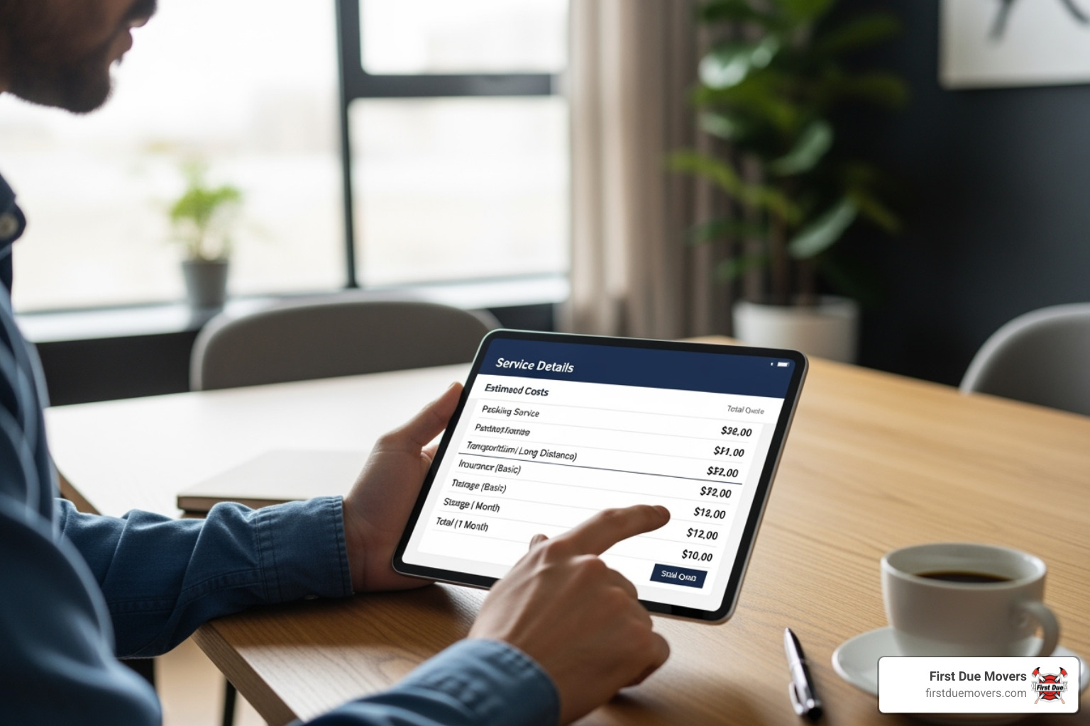 person reviewing a moving quote on a tablet - best rated furniture & large item moves in issaquah wa