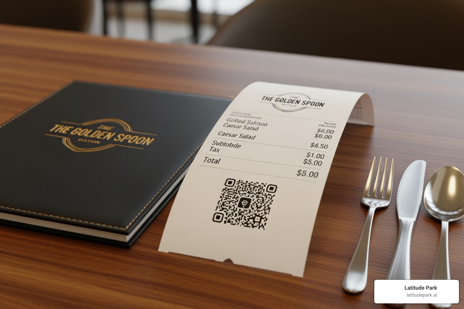 QR code on a restaurant bill leading to a review page - online review marketing