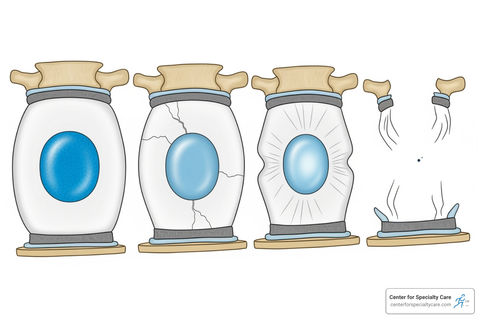 illustrating the four stages of disc degeneration - Degenerative disc pain