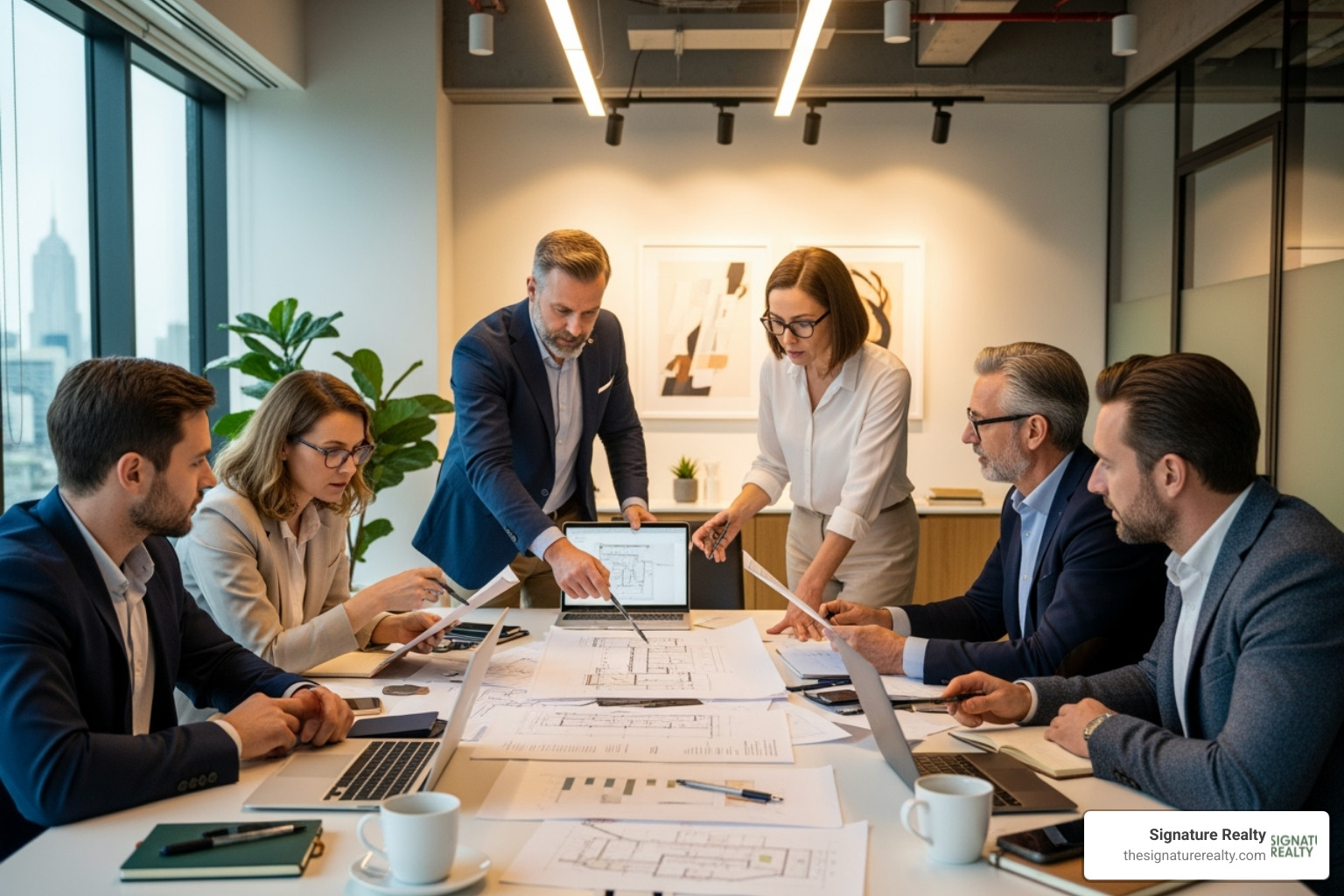 image of a team planning around a table with blueprints of a commercial space - how to negotiate a commercial lease image of a team planning around a table with blueprints of a commercial space - how to negotiate a commercial lease