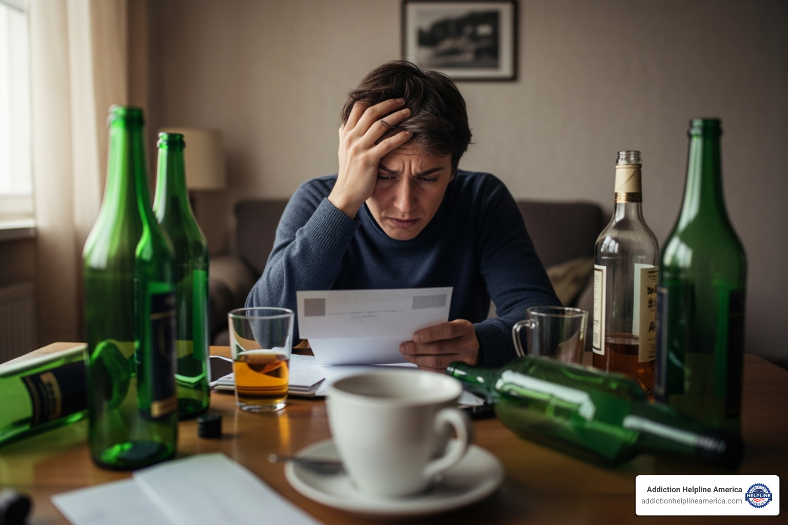 image of a person struggling with daily tasks, surrounded by empty bottles, illustrating the wide-ranging effects of alcohol on life - alcoholic image of a person struggling with daily tasks, surrounded by empty bottles, illustrating the wide-ranging effects of alcohol on life - alcoholic