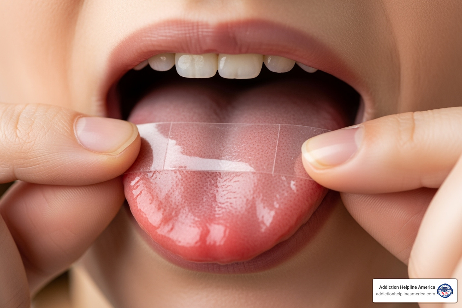 Proper placement of sublingual film - buprenorphine naloxone Proper placement of sublingual film - buprenorphine naloxone