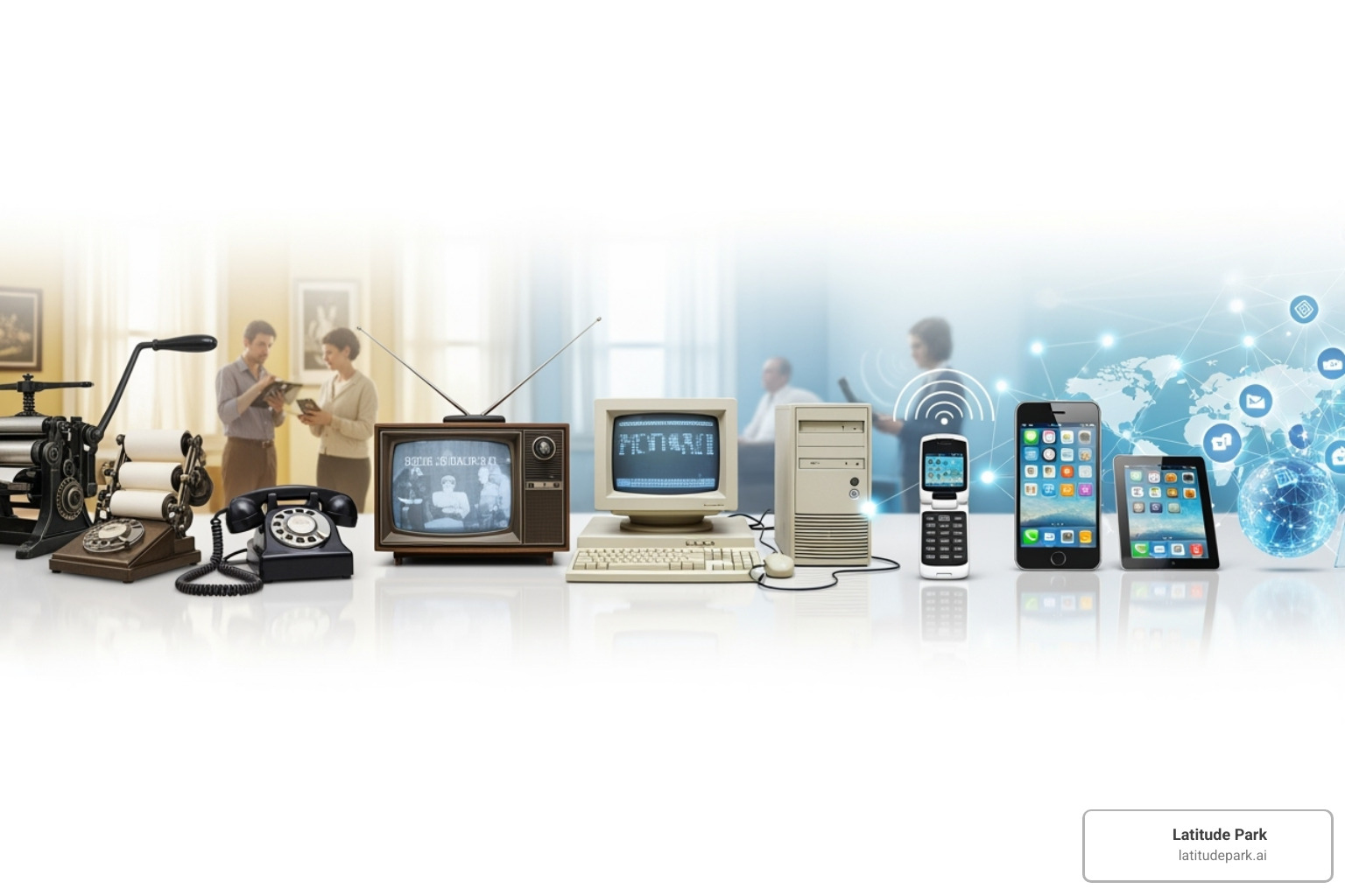 timeline showing the evolution of public relations from press agentry to digital communication - managing public relations