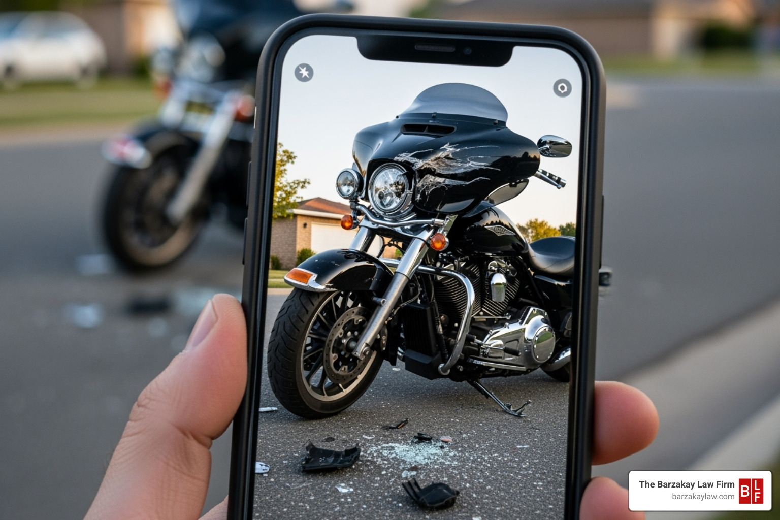 smartphone taking picture of damaged motorcycle - motorcycle personal injury smartphone taking picture of damaged motorcycle - motorcycle personal injury