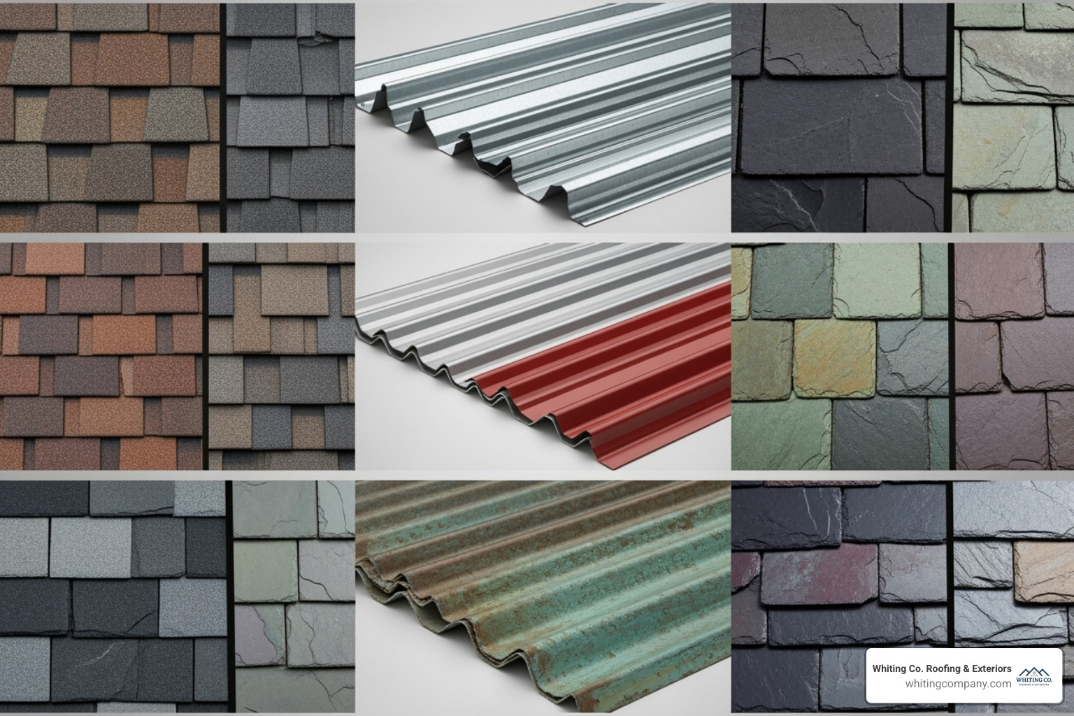 various roofing materials like asphalt shingles, metal panels, and slate tiles - total roof services