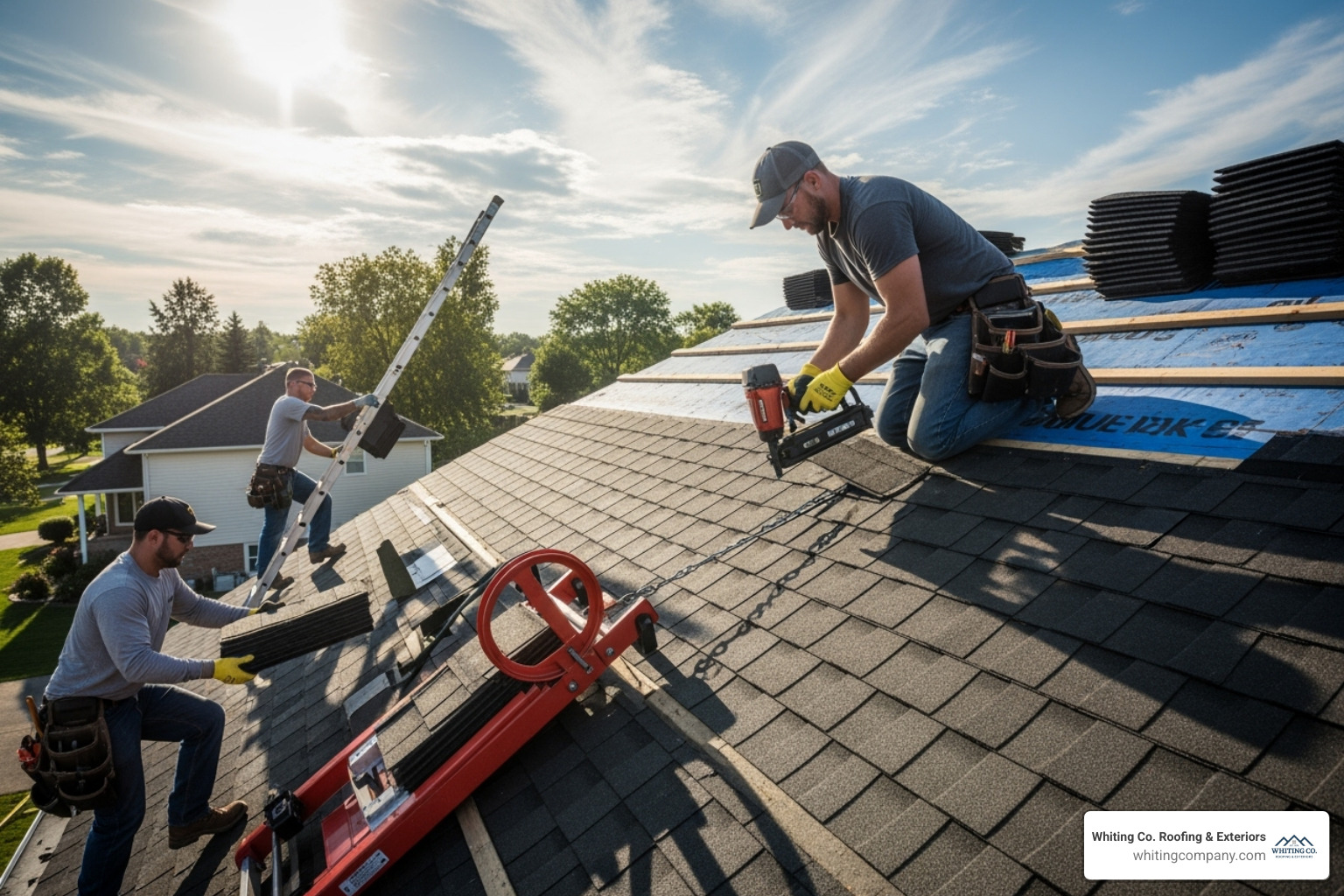 Cross-section of a roof showing all layers, including decking, leak barrier, underlayment, shingles, and ventilation - asphalt shingle roofers