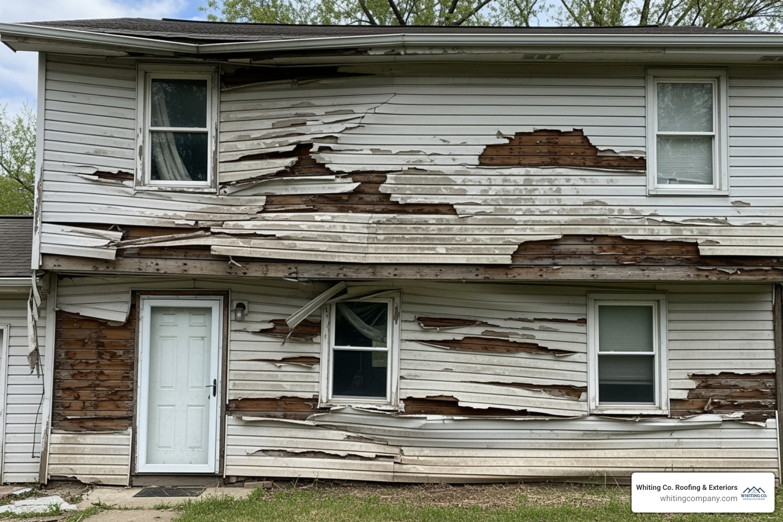 warped and cracked siding on a house - siding replacement Columbia