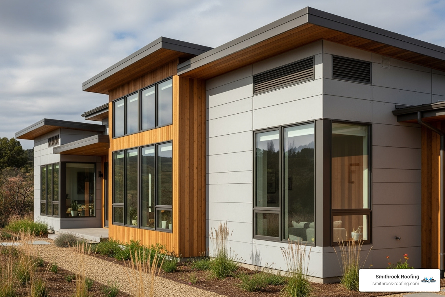 of a modern, well-insulated home exterior - energy efficient upgrades
