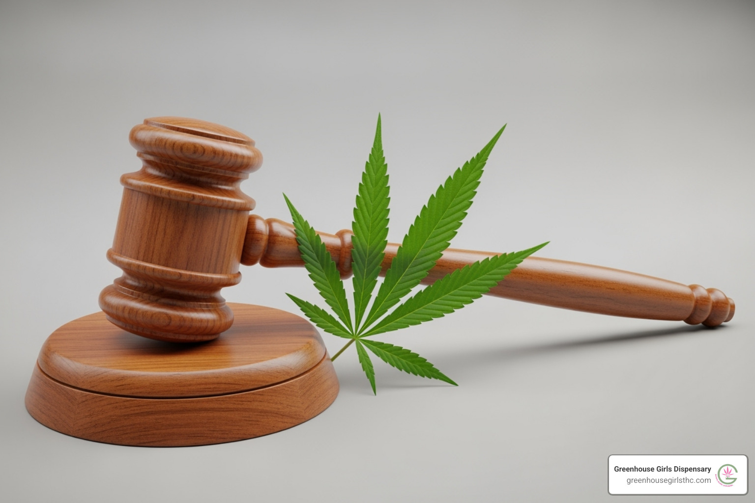 Gavel next to a hemp leaf - THC gummies Florida