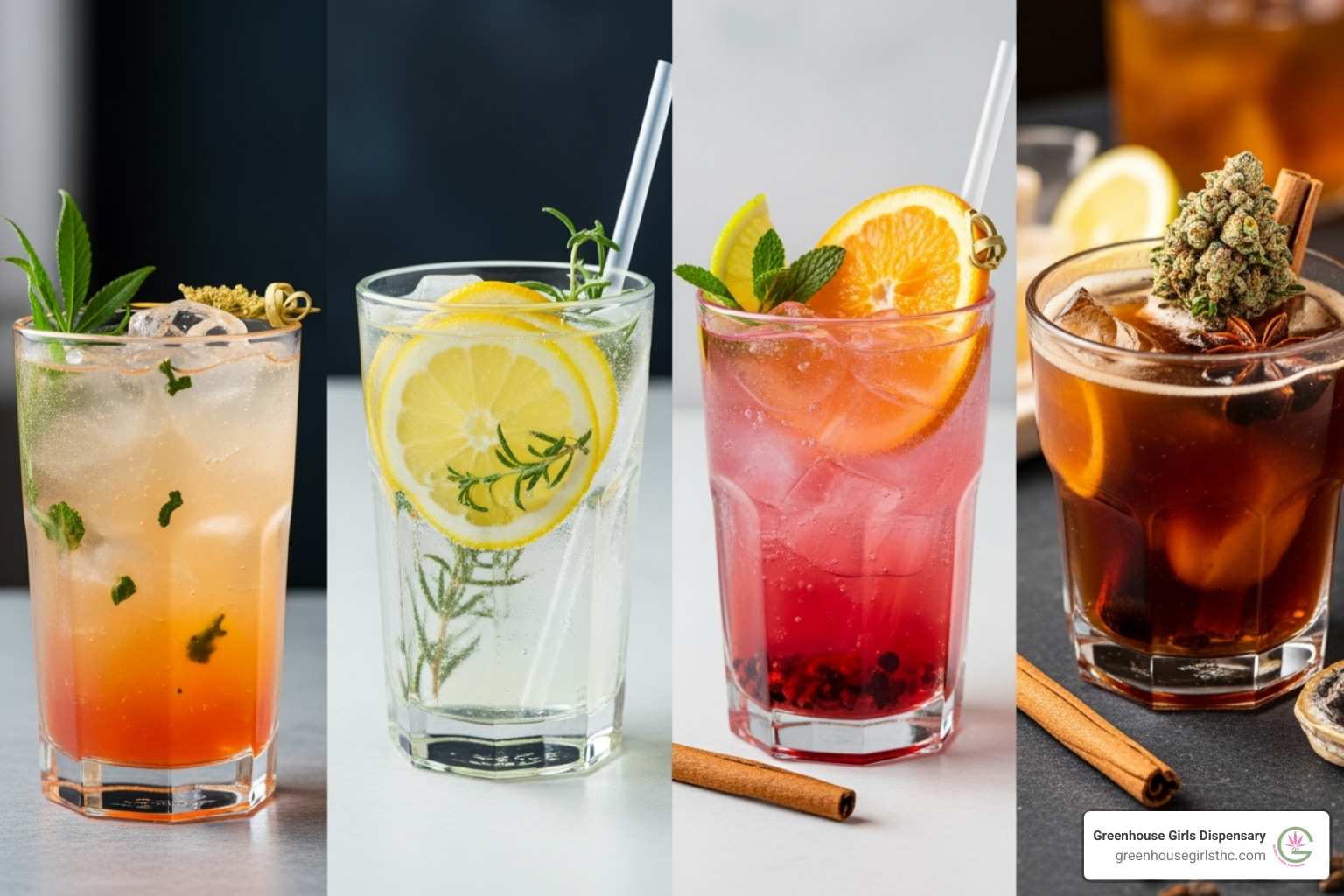 different glasses filled with cannabis drinks, garnished for different occasions - best delta 8 drinks different glasses filled with cannabis drinks, garnished for different occasions - best delta 8 drinks