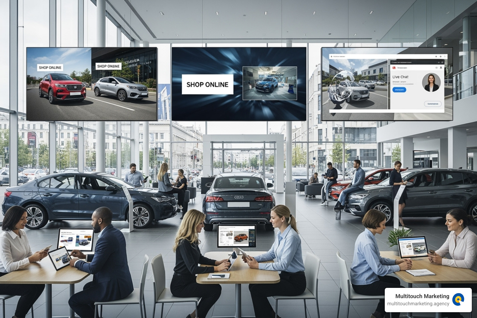 dealership website on a desktop and mobile phone, showing responsive design - car dealership online marketing