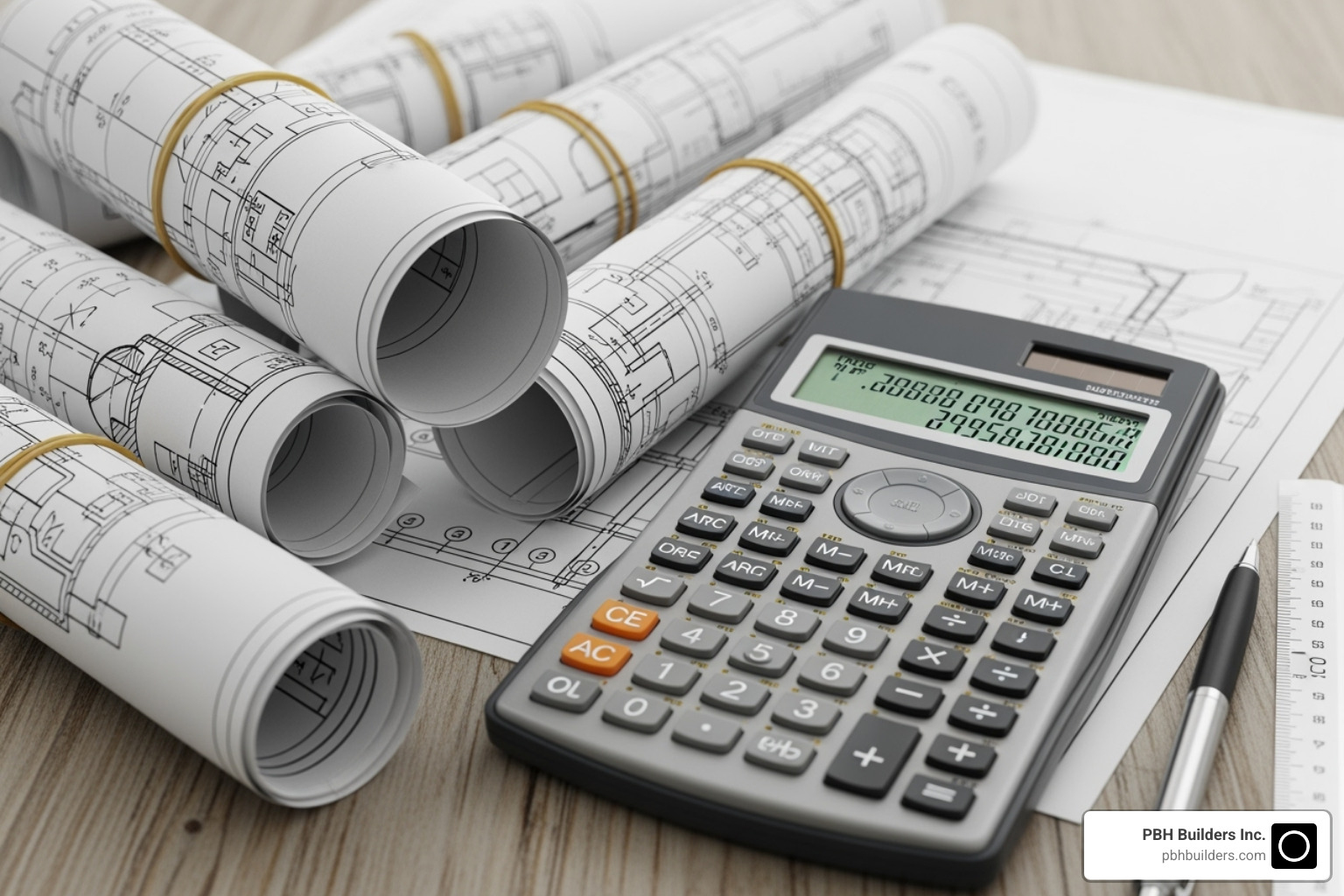 calculator and blueprints on a table - enhance property value