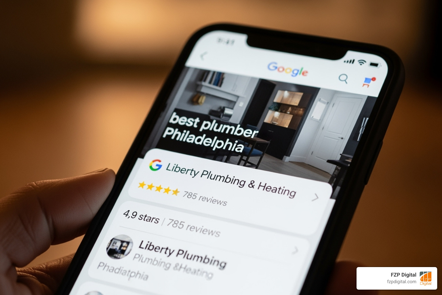 mobile phone showing a Google search for a local service, with a Philly business ranked #1 - responsive web design services philadelphia mobile phone showing a Google search for a local service, with a Philly business ranked #1 - responsive web design services philadelphia