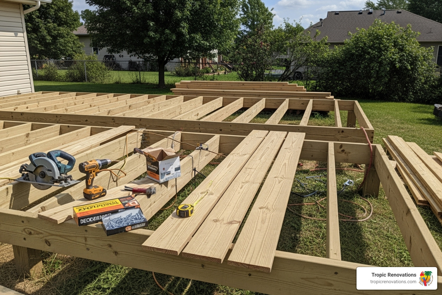 deck under construction - deck contractors