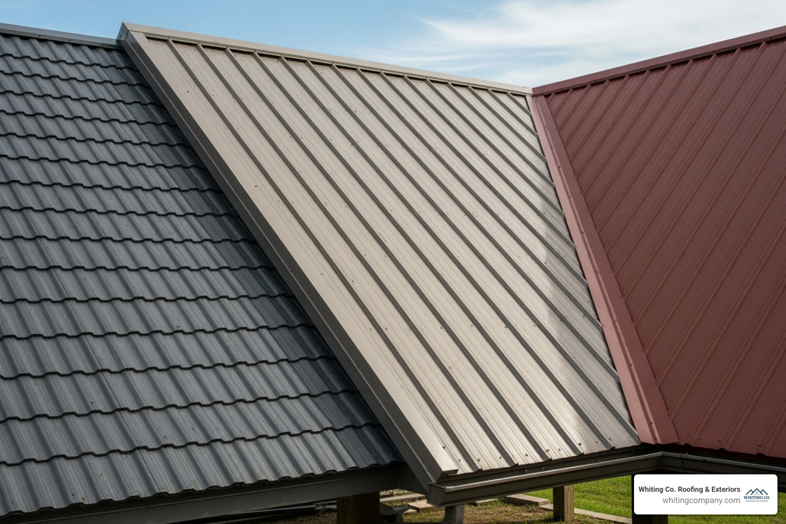 different metal roofing styles like corrugated, standing seam, and shingles - roof sheet installation