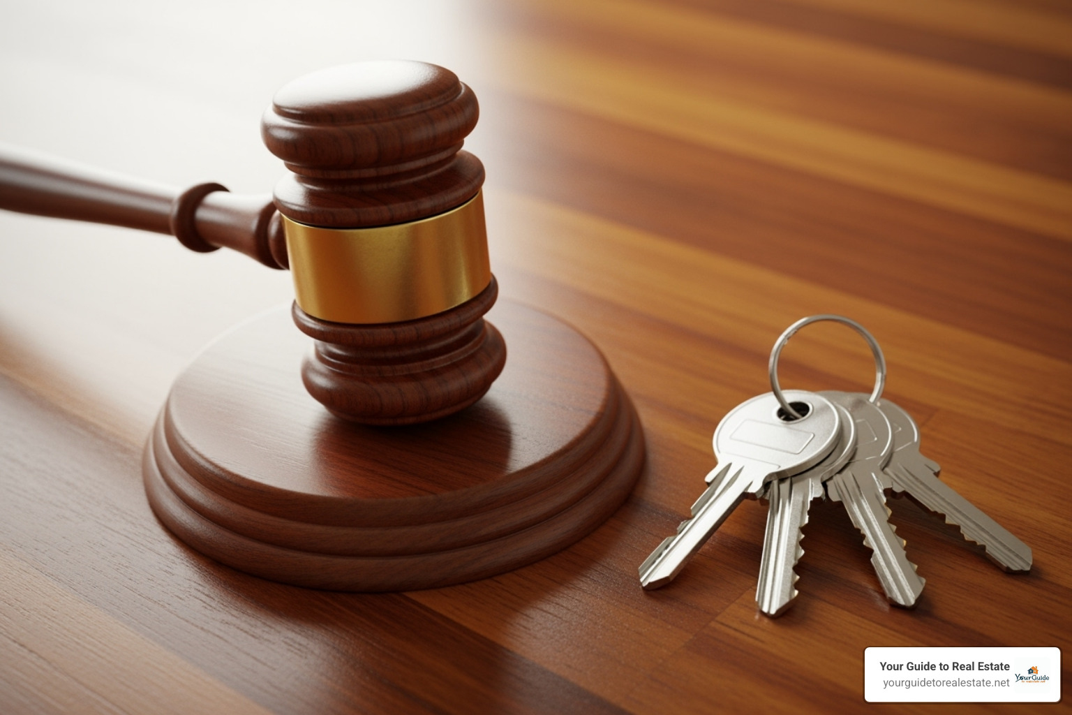 Gavel next to house keys - estate agency news