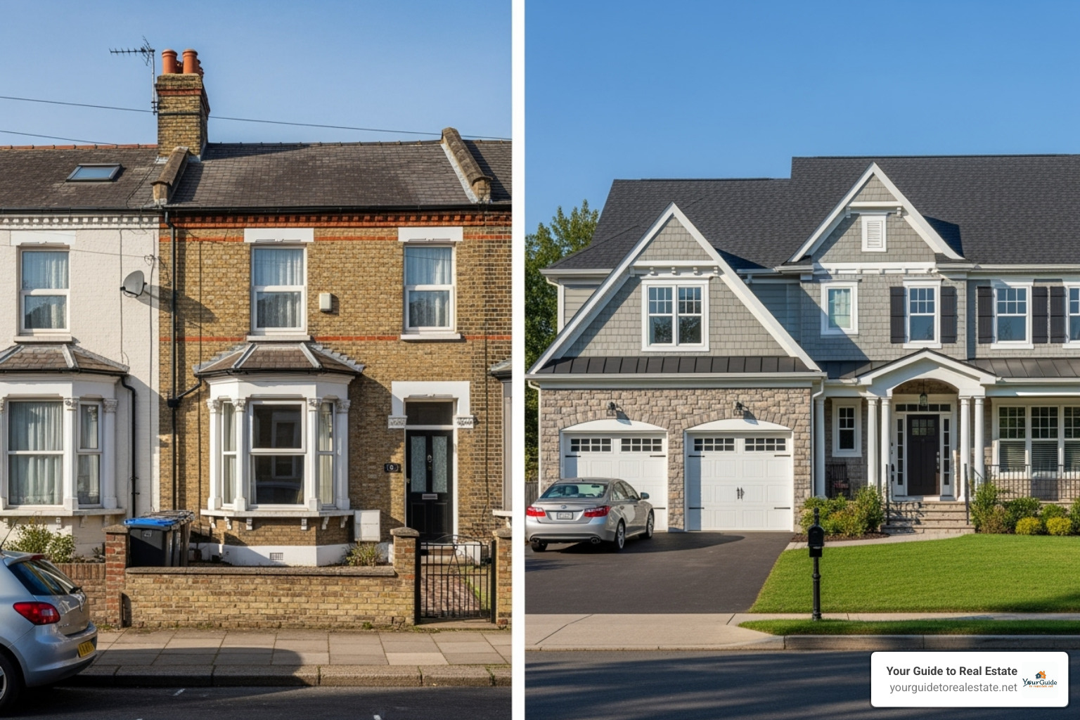 UK terraced house and US single-family home - estate agency news
