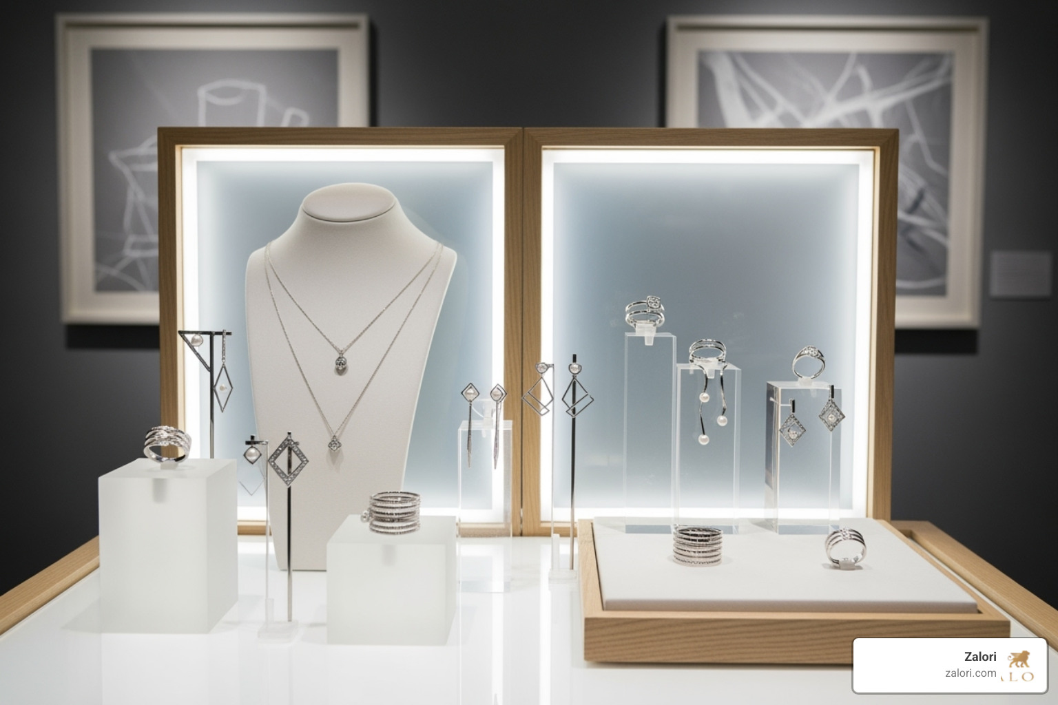 a modern, chic jewelry display featuring contemporary designs - Dallas fine jewelers a modern, chic jewelry display featuring contemporary designs - Dallas fine jewelers