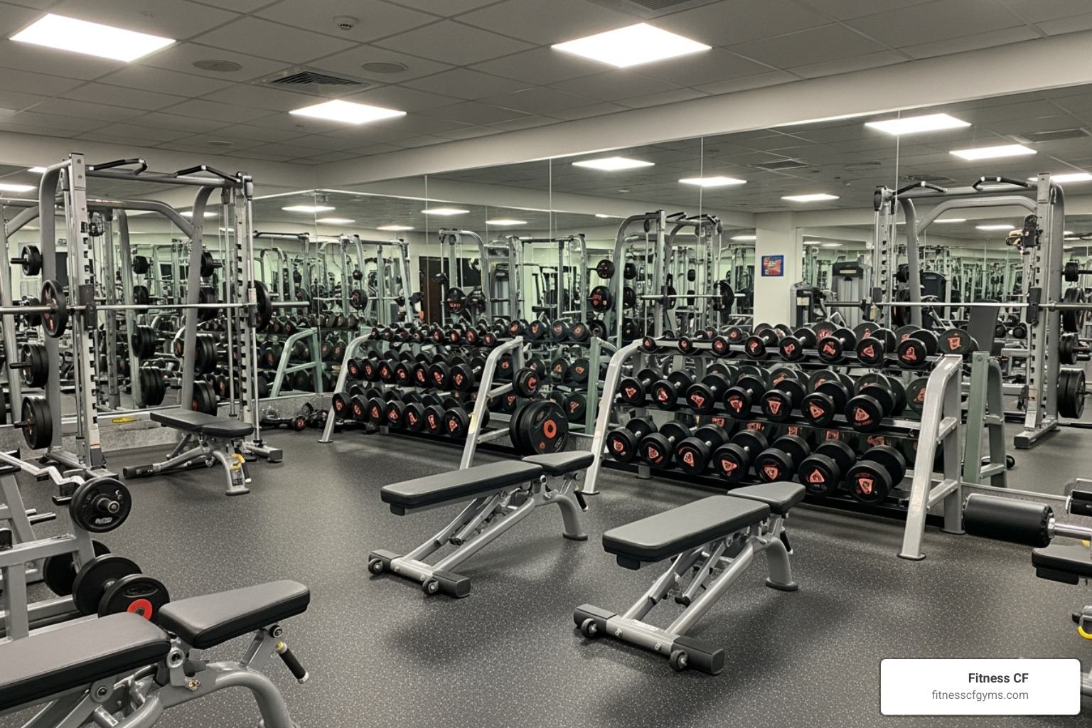 of a clean and well-organized weight room with a variety of equipment - Free trial gym pass