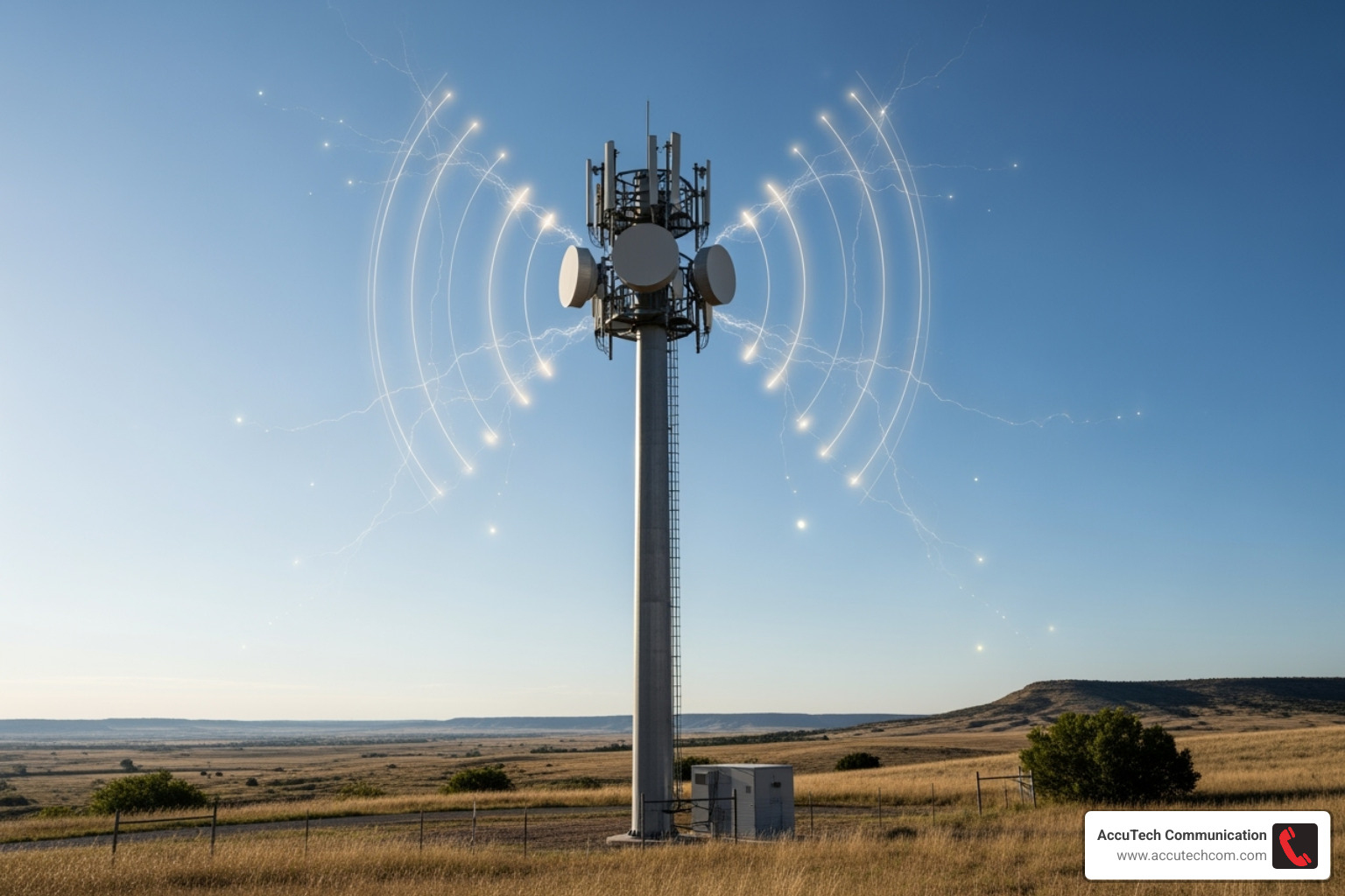 5G cell tower with signals radiating outwards - what companies are in the communication services sector