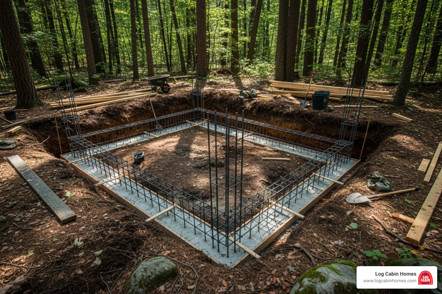 log cabin foundation being prepared - log cabin kit cost to build log cabin foundation being prepared - log cabin kit cost to build