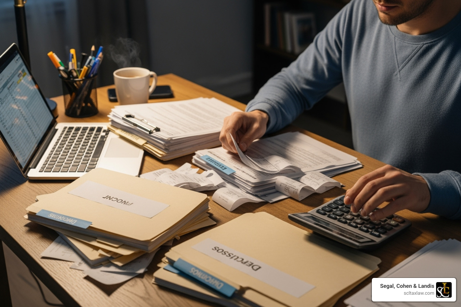 person organizing tax documents and receipts - inflation reduction act irs audits