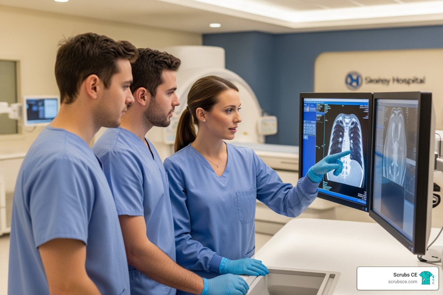 Radiologic technologists collaborating in a hospital setting - radiology license Florida