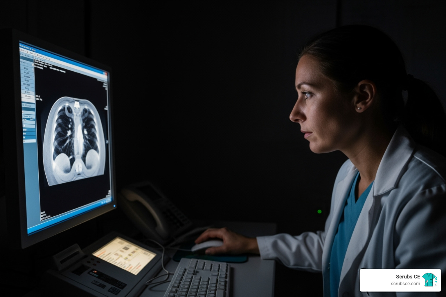 radiographer analyzing chest CT scan - anatomy for radiographers radiographer analyzing chest CT scan - anatomy for radiographers