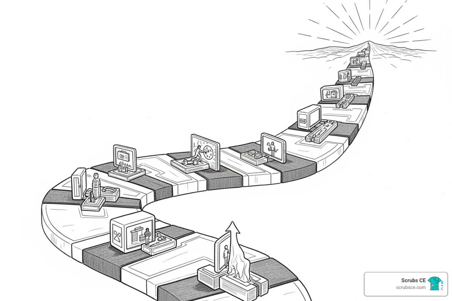 flowchart showing Continuing Education as a component of broader Professional Development - professional development healthcare