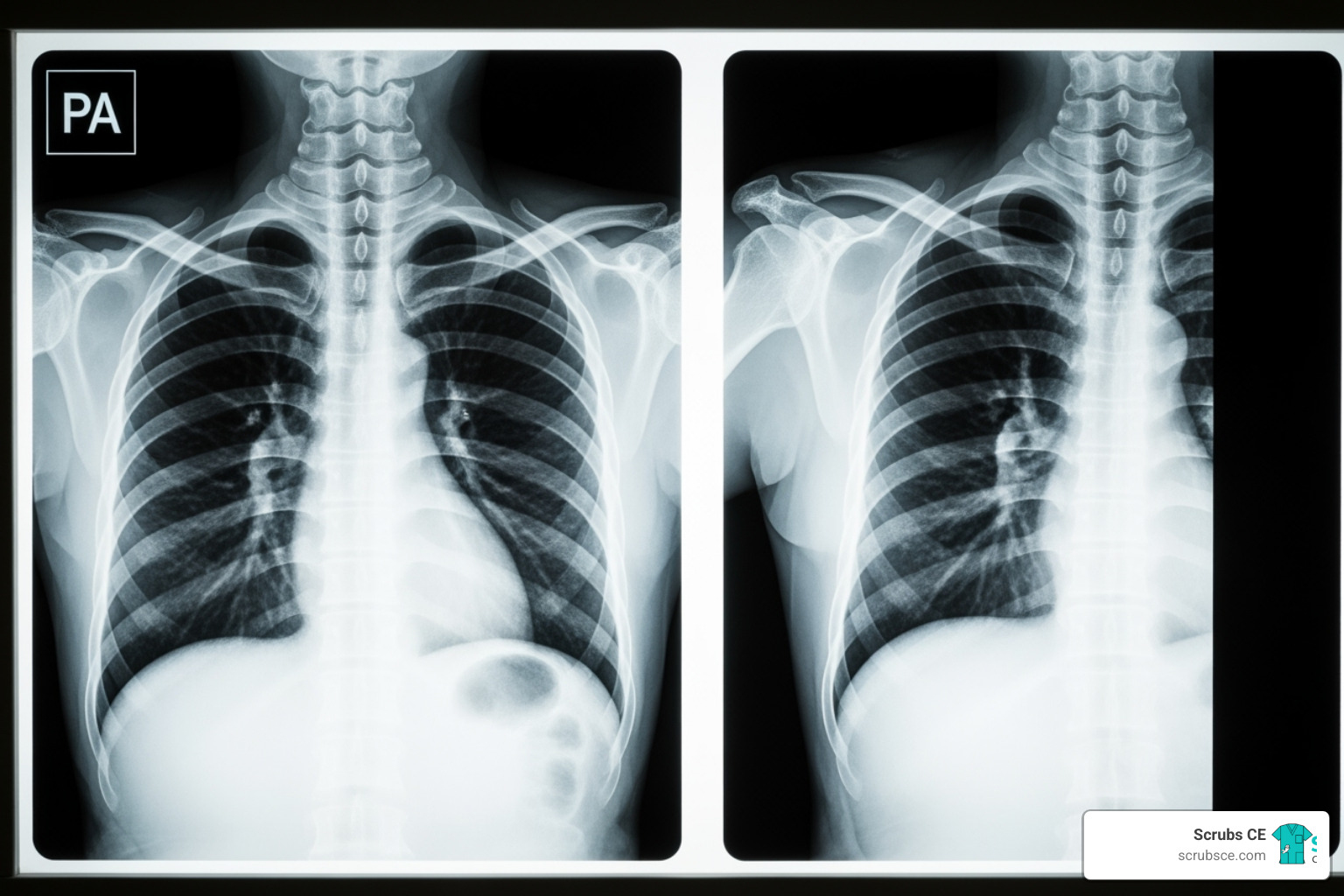 PA and Lateral Chest X-ray with key structures labeled - anatomy for radiographers PA and Lateral Chest X-ray with key structures labeled - anatomy for radiographers