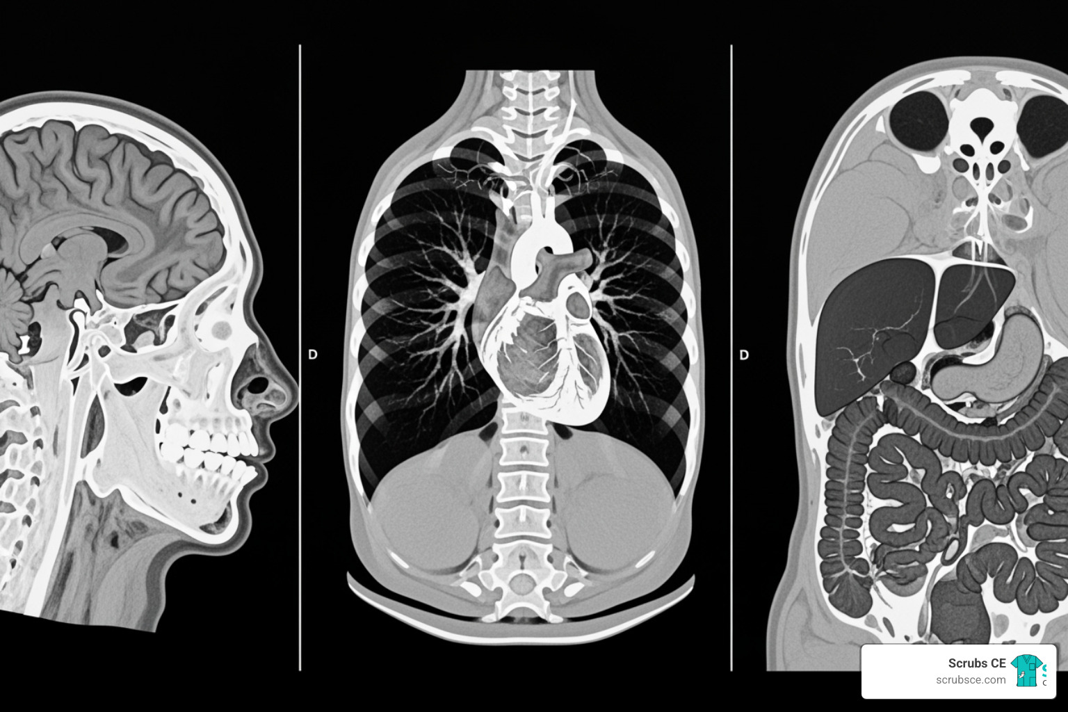 CT scan images of head, chest, and abdomen - computed tomography ce CT scan images of head, chest, and abdomen - computed tomography ce