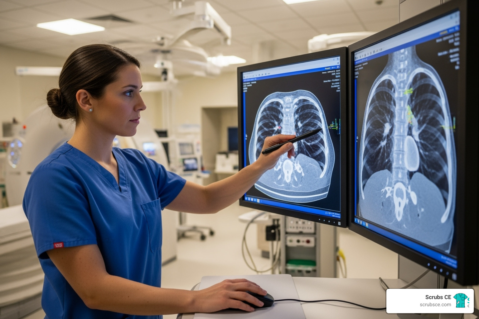 radiologic technologist reviewing digital scan - ASRT CE requirements