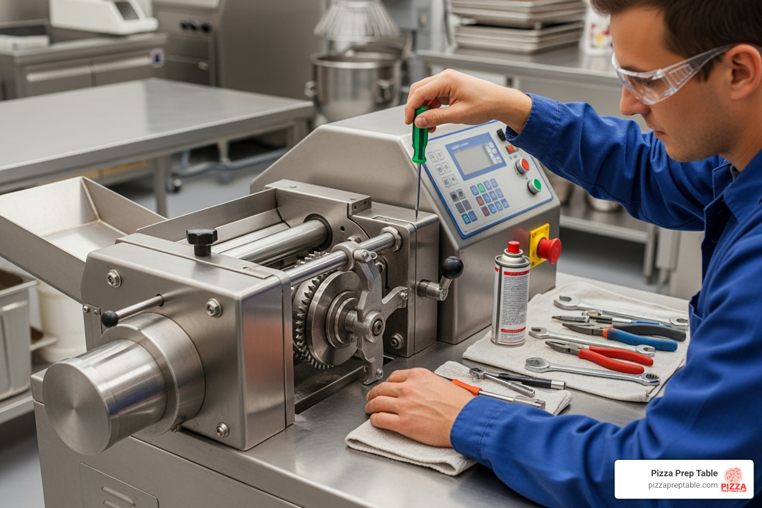 technician performing maintenance - Commercial dough cutter technician performing maintenance - Commercial dough cutter