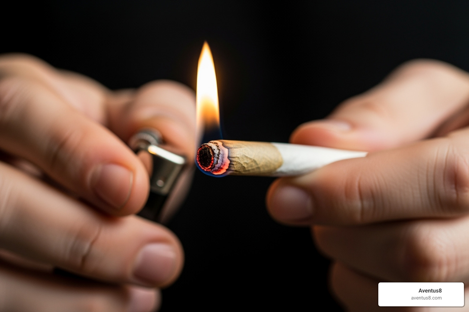 someone properly lighting a joint, rotating it to create an even cherry - weed in a joint