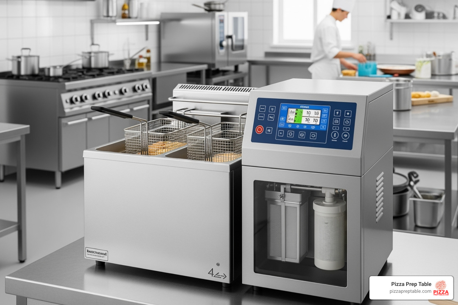 digital control panel and a built-in oil filtration system on a fryer - electric deep fryers commercial