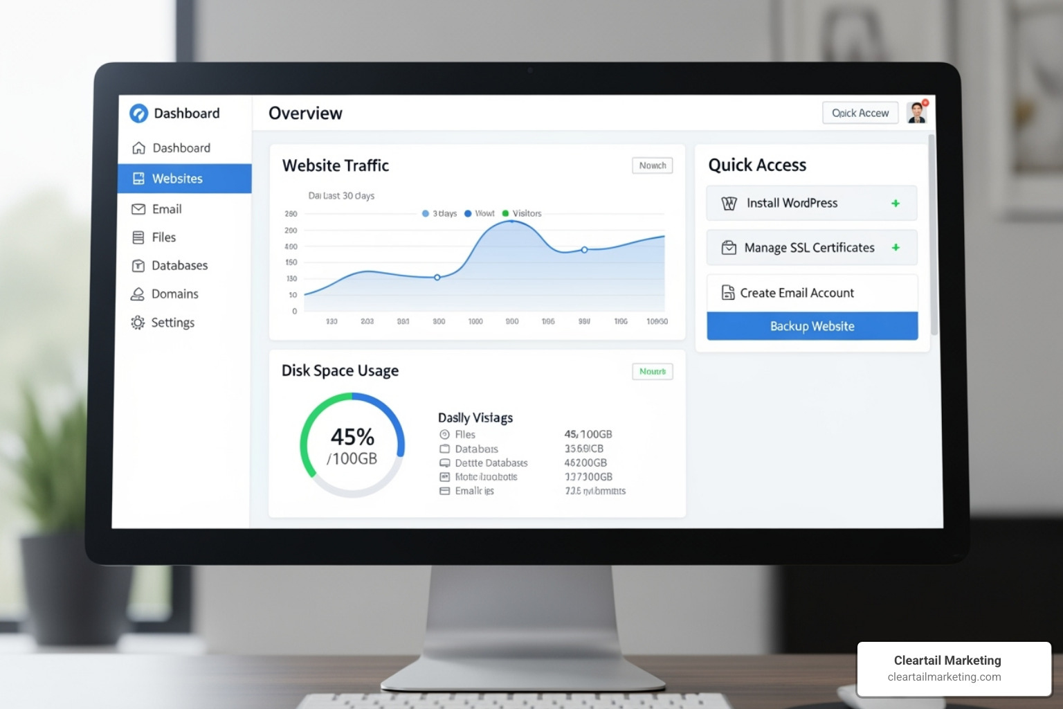 CLEARTAIL MARKETING HOSTING DASHBOARD - WORDPRESS HOSTING LOW COST