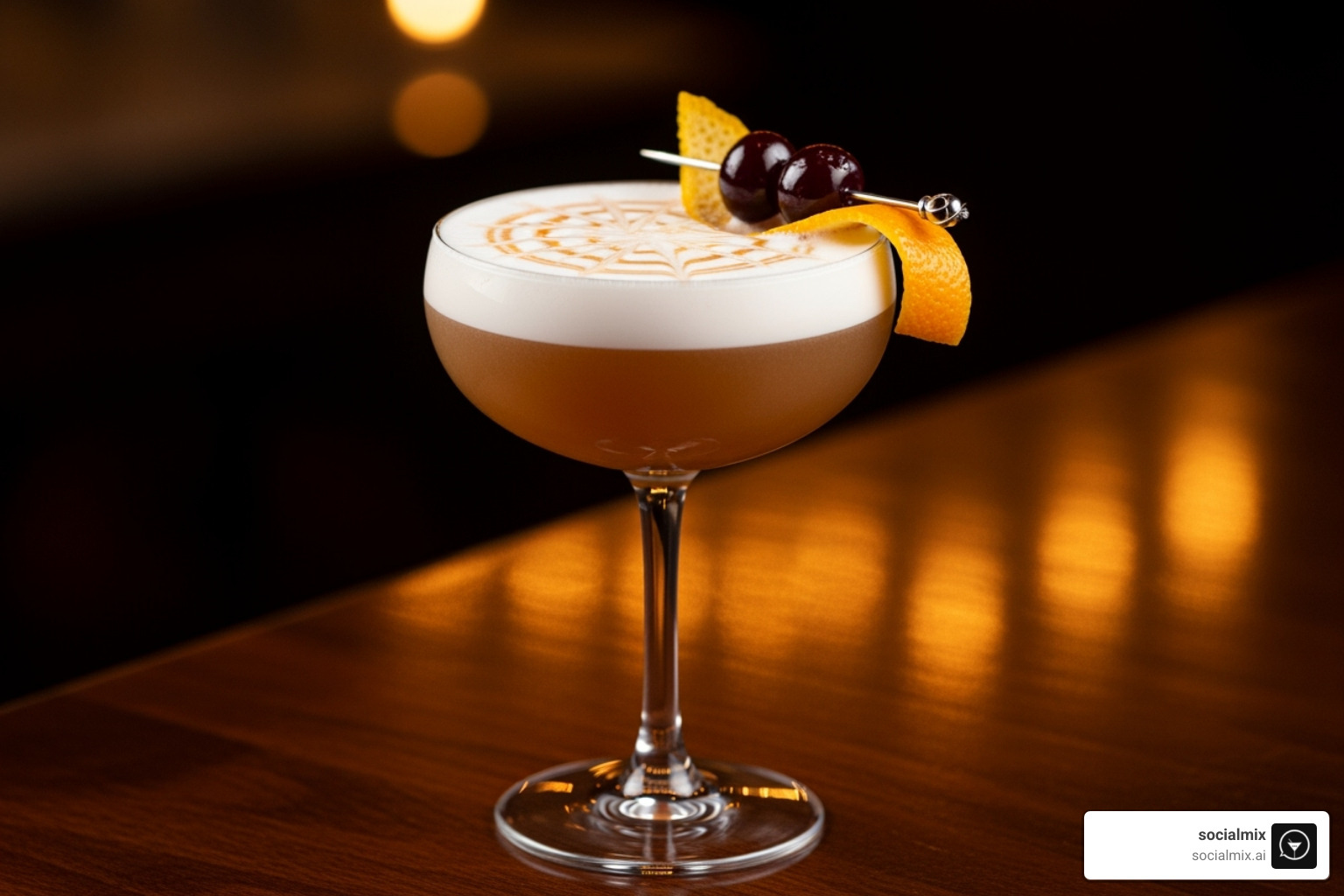 A perfectly garnished Whiskey Sour in a coupe glass. - bartender tools Boston A perfectly garnished Whiskey Sour in a coupe glass. - bartender tools Boston