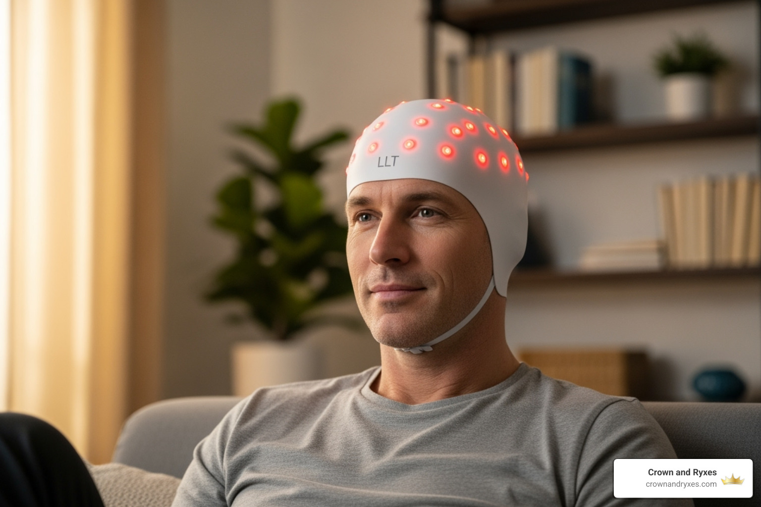 Low-Level Laser Therapy cap in use - mens hair grower