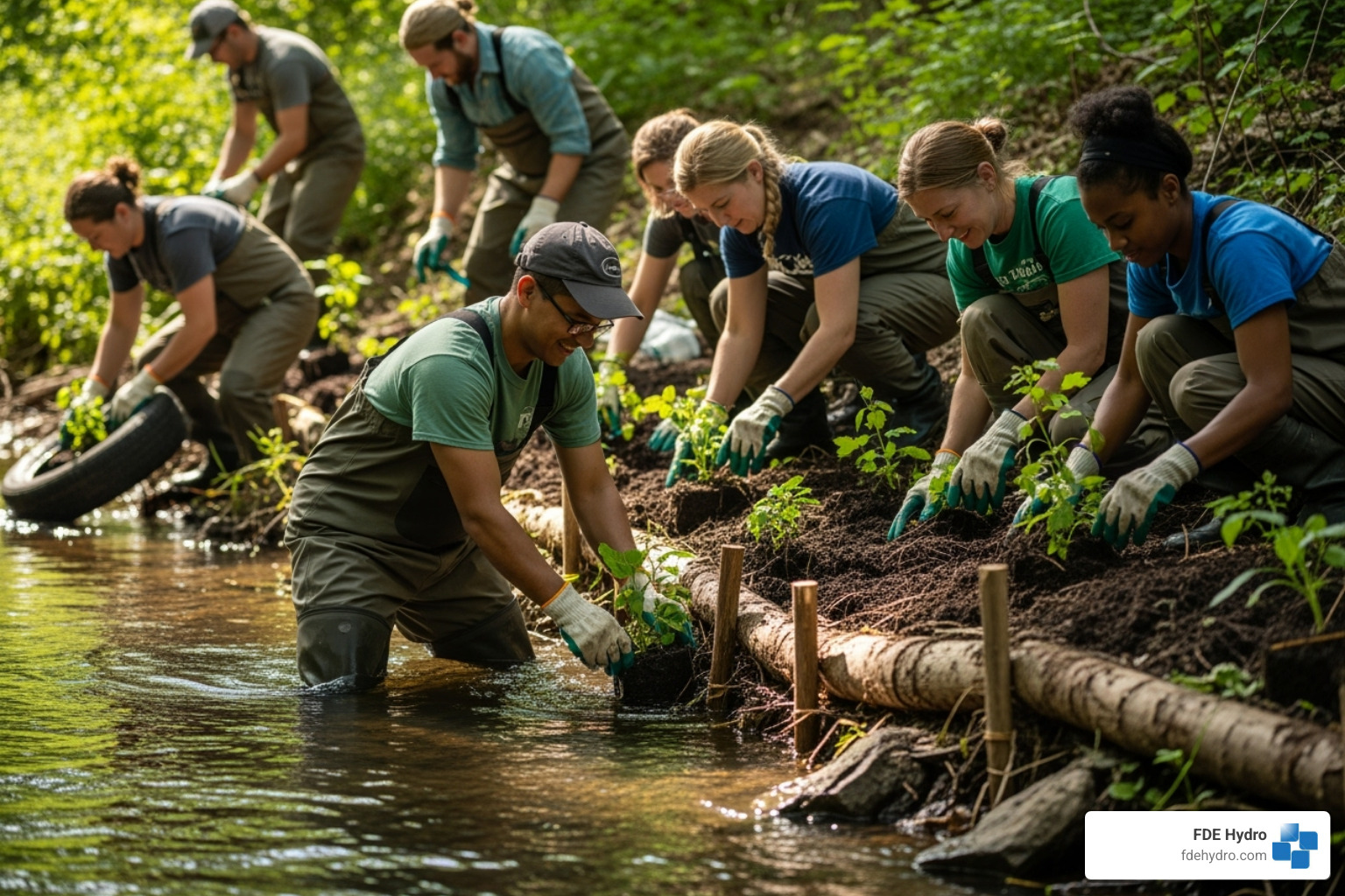 volunteers working on stream restoration project - Aquatic Animal and Recreational Passage volunteers working on stream restoration project - Aquatic Animal and Recreational Passage