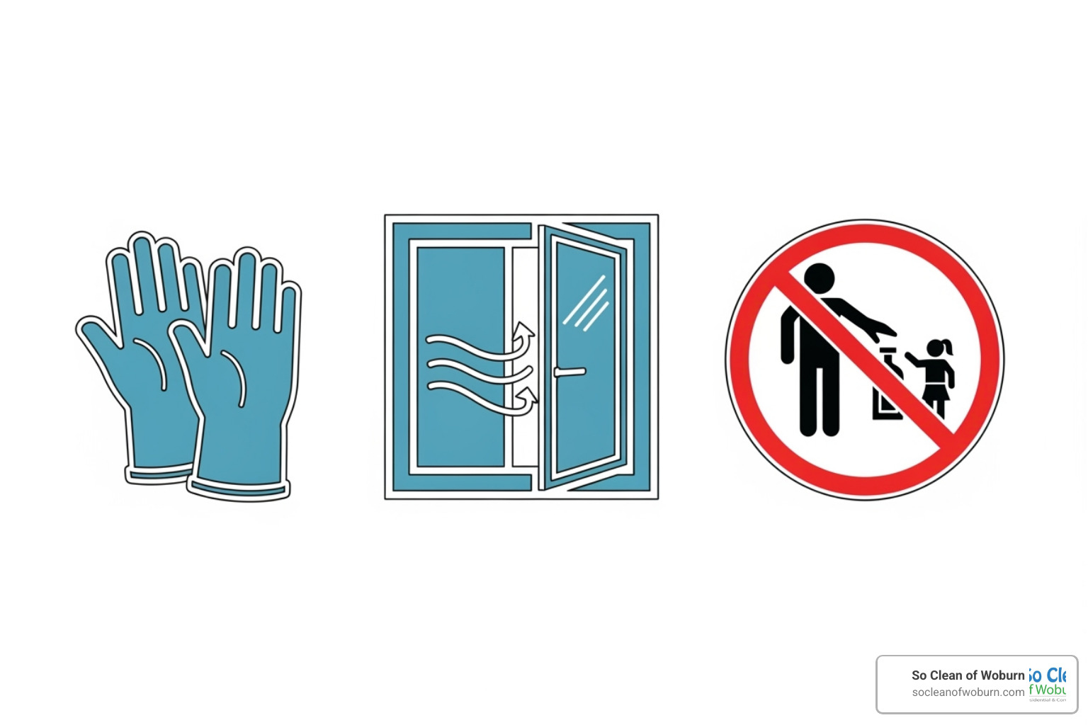 safety icons like gloves, open window for ventilation, and "keep away from children" symbol - pledge cleaner concentrated multi purpose cleaners